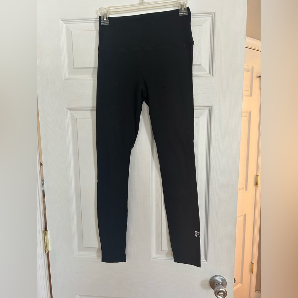 PINK Victoria's Secret Yoga Black Leggings w Logo
